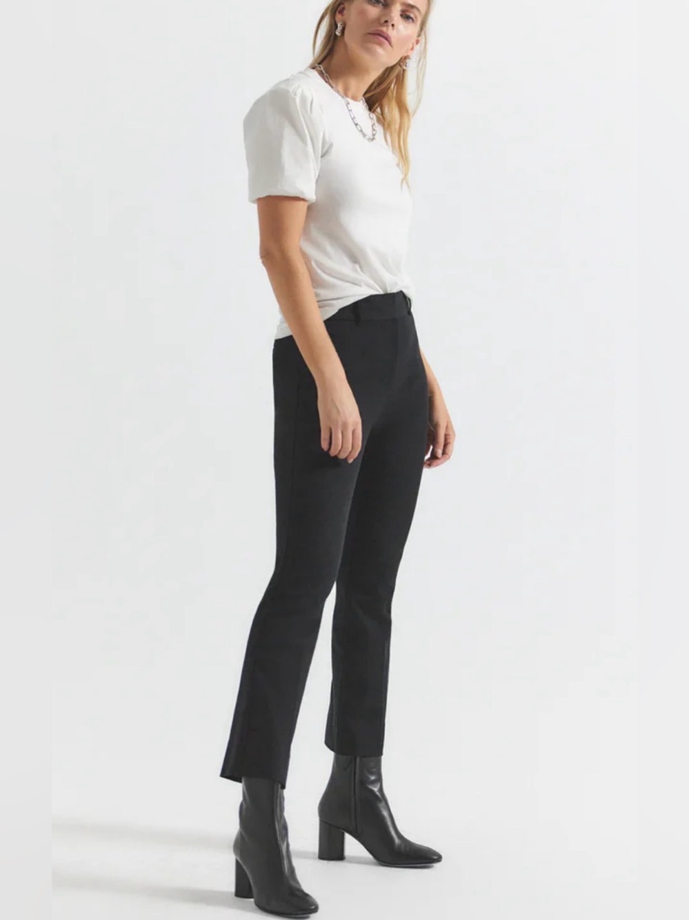 Derek Lam Crop Flare Cotton Spandex Trousers Black Size 8